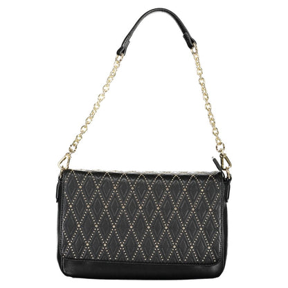 Handbag by Mario Valentino for women in polyethylene black features a refined silhouette, showcasing a secure snap & zipper, organized internal-pockets, and versatile shoulder-strap, adjustable-strap & handle for a refined finish.