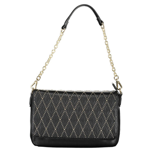 Handbag by Mario Valentino for women in polyethylene black features a refined silhouette, showcasing a secure snap & zipper, organized internal-pockets, and versatile shoulder-strap, adjustable-strap & handle for a refined finish.