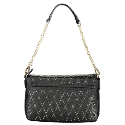 Handbag by Mario Valentino for women in polyethylene black features a exquisite silhouette, showcasing a secure snap & zipper and exquisite internal-pockets with versatile shoulder-strap, adjustable-strap & handle for a exquisite finish.