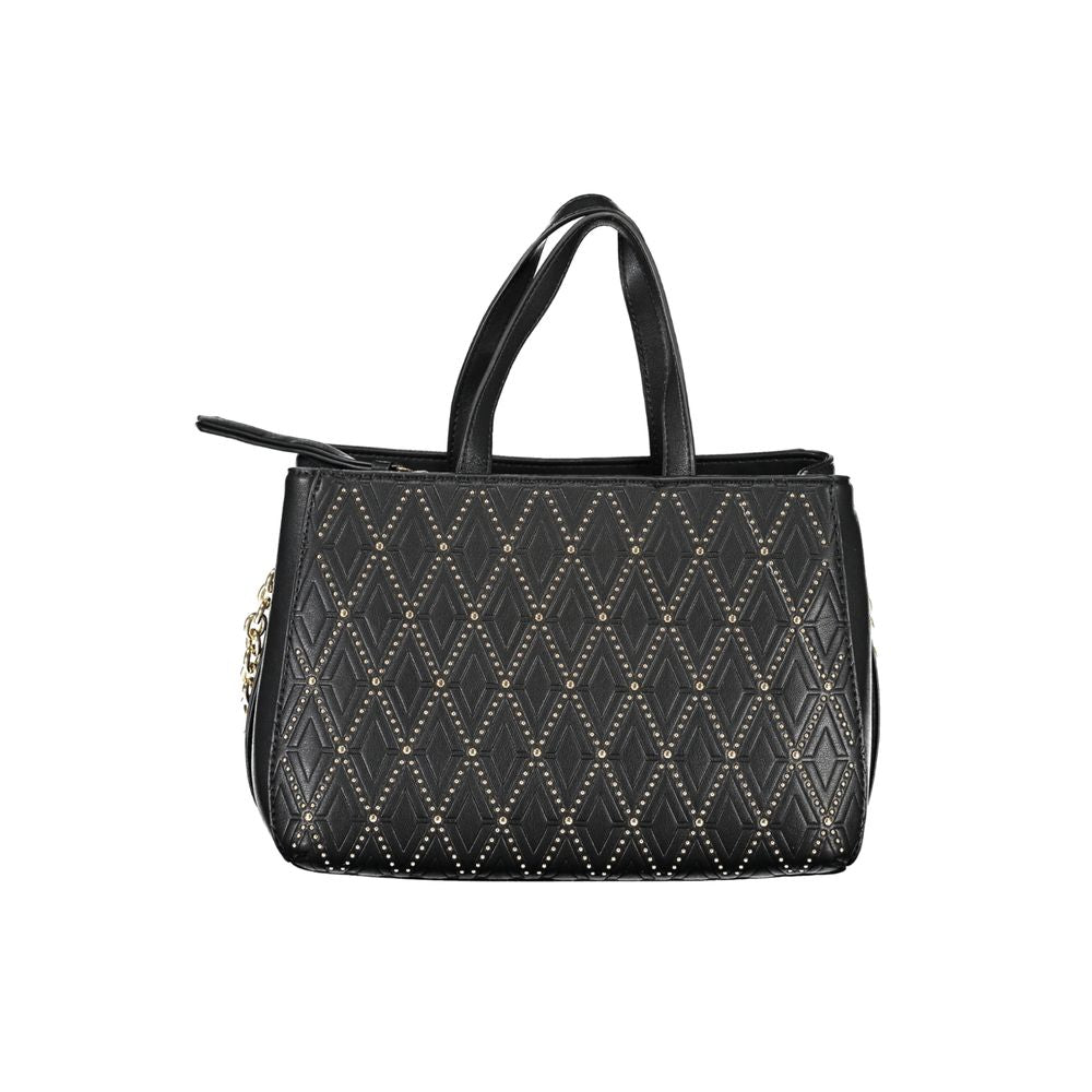 Phone Holder Handbag by Mario Valentino for women in polyethylene black features an refined silhouette, showcasing a secure snap & zipper, ample built-in-compartments & internal-pockets, and versatile shoulder-strap, adjustable-strap & handle for a sophisticated refined aesthetic.