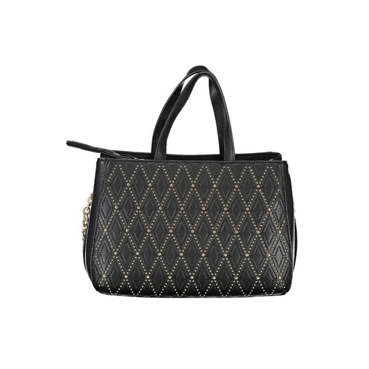 Phone Holder Handbag by Mario Valentino for women in polyethylene black features an refined silhouette, showcasing a secure snap & zipper, ample built-in-compartments & internal-pockets, and versatile shoulder-strap, adjustable-strap & handle for a sophisticated refined aesthetic.
