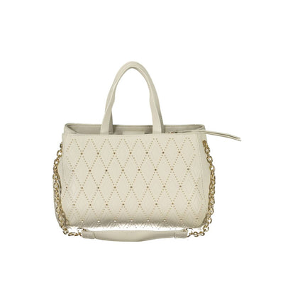 Phone Holder Handbag by Mario Valentino for women in polyethylene white features a ornamental silhouette, showcasing a secure snap & zipper, ample built-in-compartments & internal-pockets, and ornamental shoulder-strap, adjustable-strap & handle for a sophisticated look.