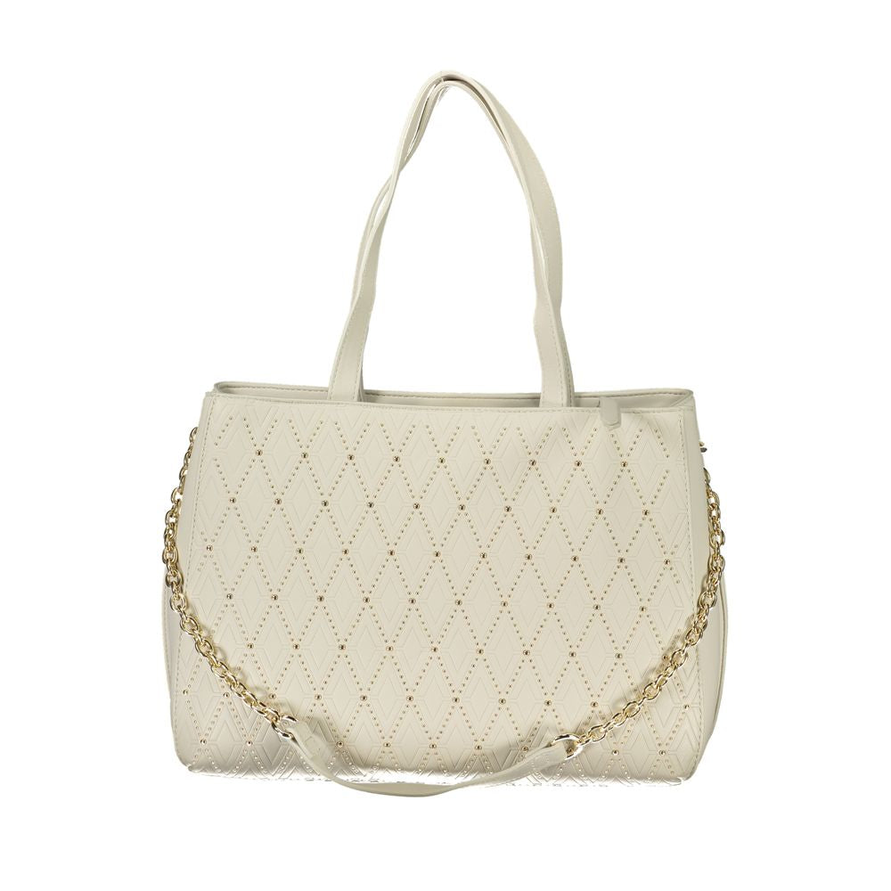 Phone Holder Handbag by Mario Valentino for women in polyethylene white presents a ornamental silhouette, showcasing a secure snap & zipper, ample built-in-compartments & internal-pockets, and versatile shoulder-strap, adjustable-strap & handle for a ornamental finish.