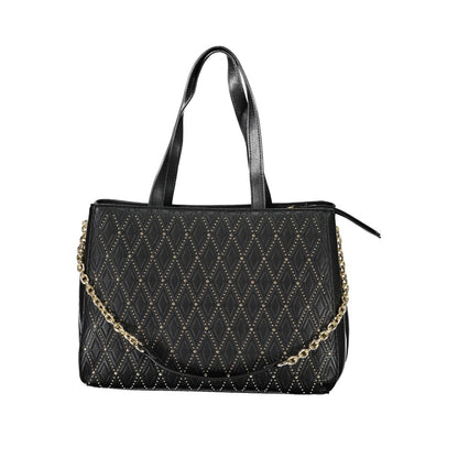 Phone Holder Handbag by Mario Valentino for women in polyethylene black features a ornamental silhouette, showcasing a secure snap & zipper, ample built-in-compartments & internal-pockets, and ornamental shoulder-strap, adjustable-strap & handle for a sophisticated look.