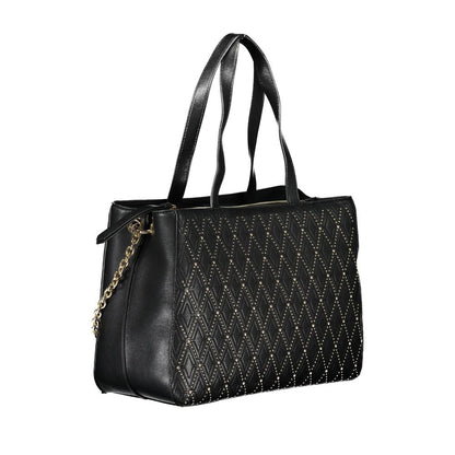 Phone Holder Handbag by Mario Valentino for women in polyethylene black presents a ornamental silhouette, showcasing a secure snap & zipper, ample built-in-compartments & internal-pockets, and versatile shoulder-strap, adjustable-strap & handle for a ornamental finish.