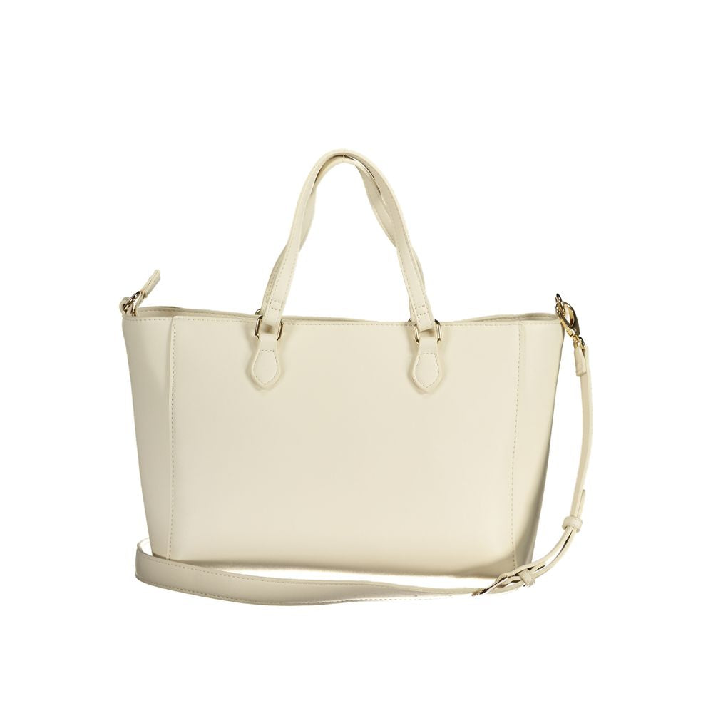 Phone Holder Handbag by Mario Valentino for women in polyethylene white presents a ornamental silhouette, showcasing a secure zipper, ample internal-pockets, and versatile shoulder-strap, adjustable-strap & handle for a ornamental finish.