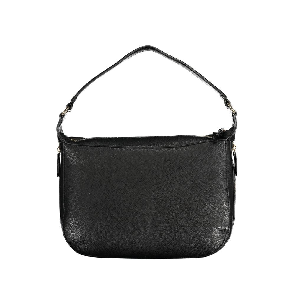 Phone Holder Handbag by Mario Valentino for women in polyethylene black features an refined silhouette, showcasing a secure zipper, ample internal-pockets, and versatile shoulder-strap, adjustable-strap & handle for a sophisticated refined aesthetic.