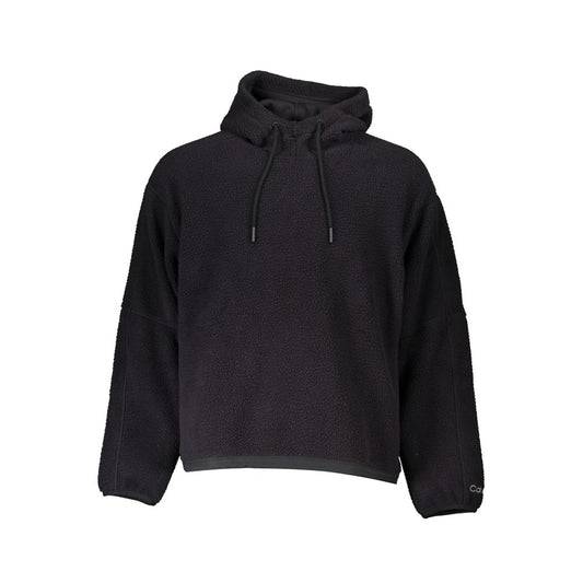 Hooded Sweater by Calvin Klein for men in polyester black showcases a downtown chic silhouette, artfully finished with a downtown chic hooded neckline and for a sophisticated, high-end look.