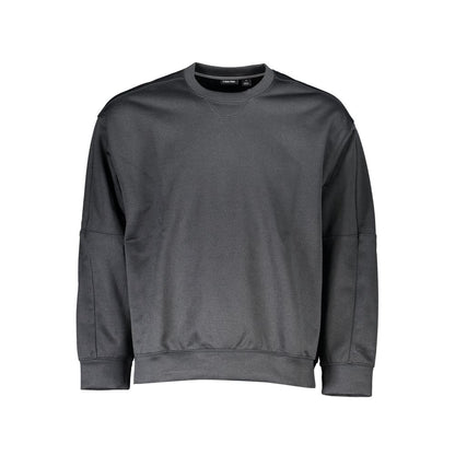 Sweater by Calvin Klein for men in polyester black features an tactile silhouette, showcasing a sophisticated crew neckline and tactile for a refined finish.