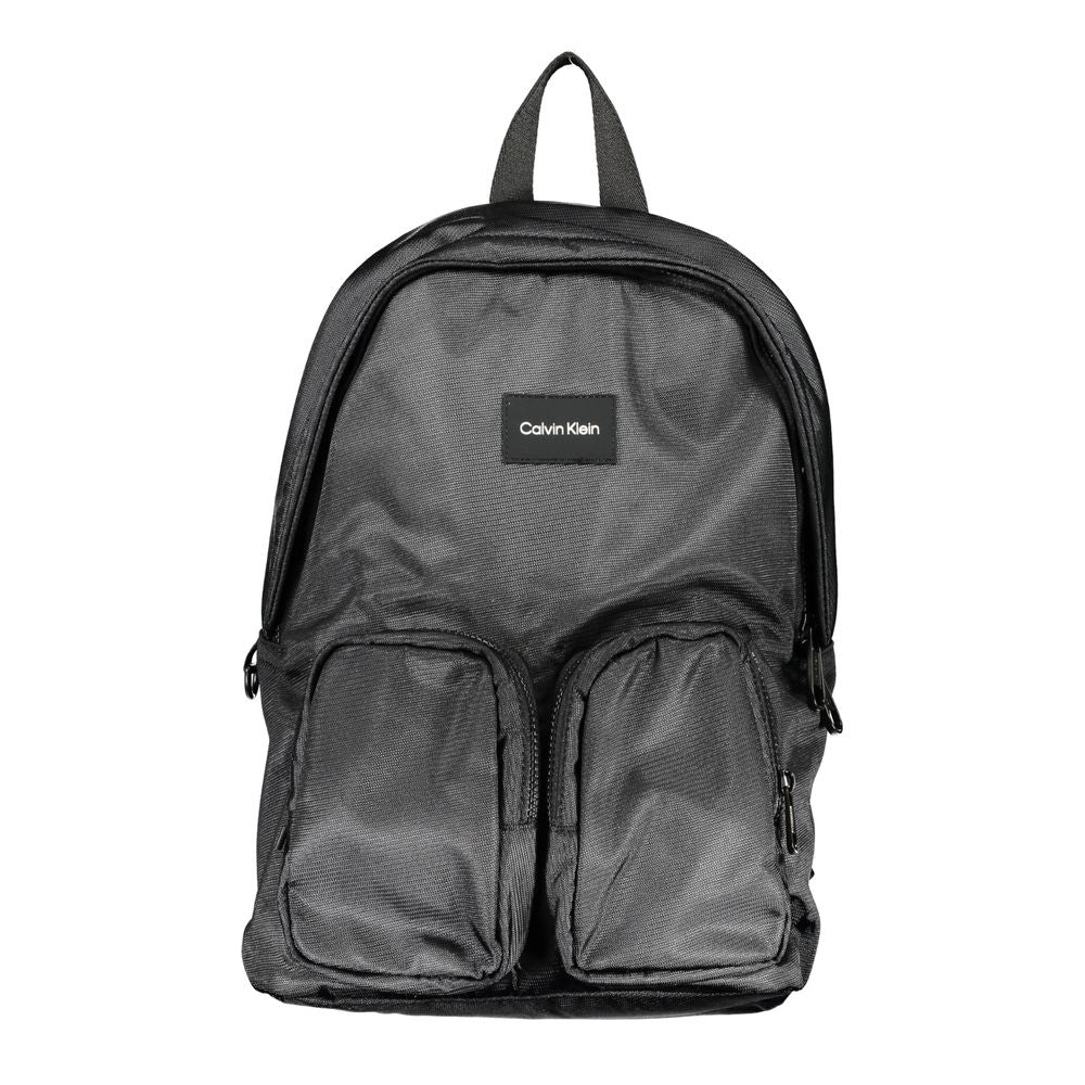 Backpack by Calvin Klein for men in polyester black features a refined silhouette, showcasing the Polyester Backpack design with a secure zipper, ample external-pockets, internal-pockets & laptop-compartment, and versatile handle, backpack-strap & adjustable-strap.