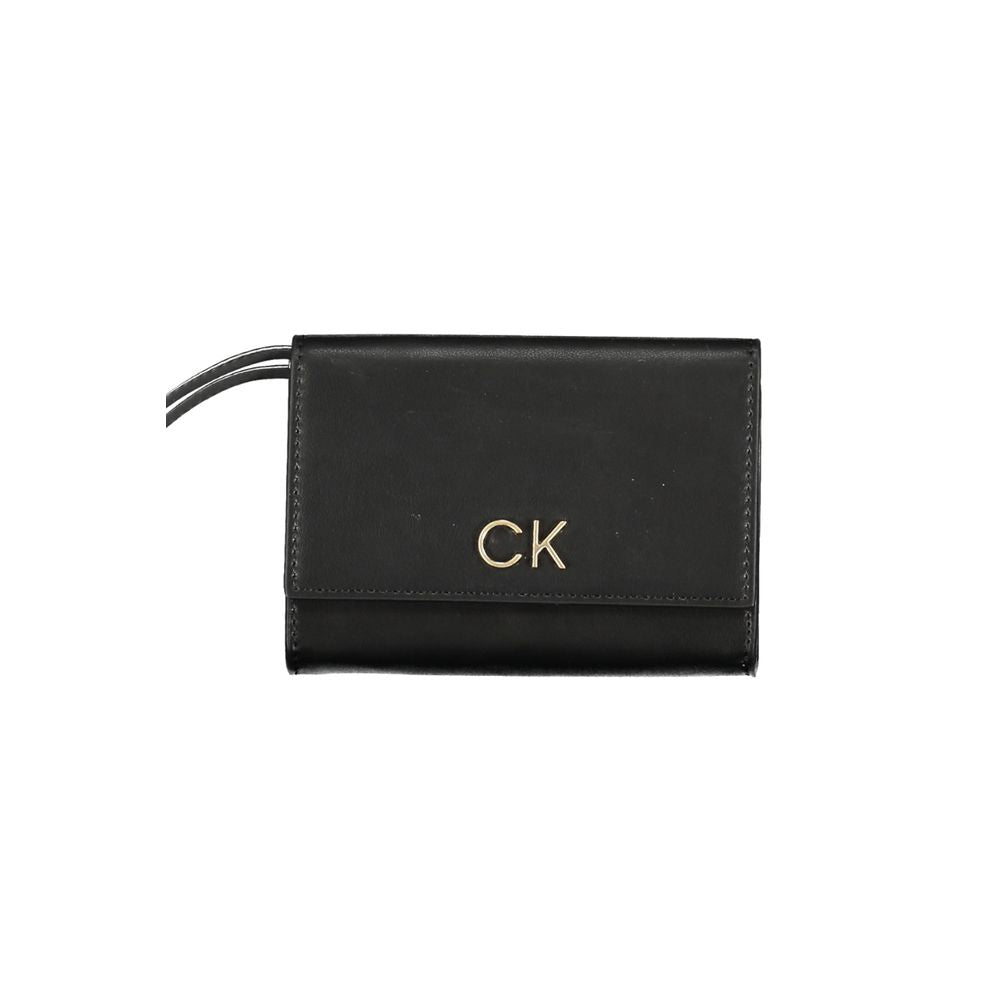 Wallet by Calvin Klein for women in polyester black & signature presents a refined silhouette, artfully capturing the essence of the Polyester Wallet design with sophisticated coin-purse for a refined look.