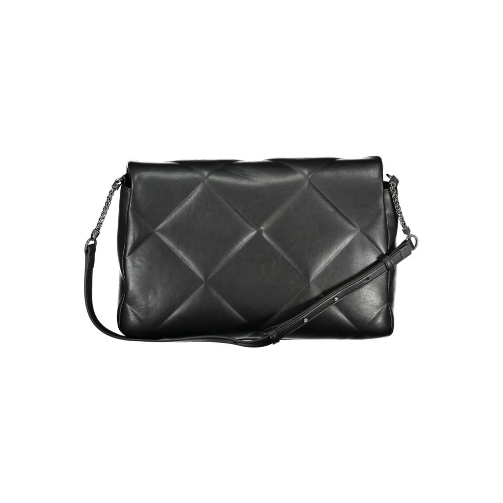 Crossbody Quilted Handbag by Calvin Klein for women in polyester faux leather black features a signature silhouette, showcasing a secure zipper & magnetic and signature internal-pockets with versatile crossbody-strap & adjustable-strap for a sophisticated look.