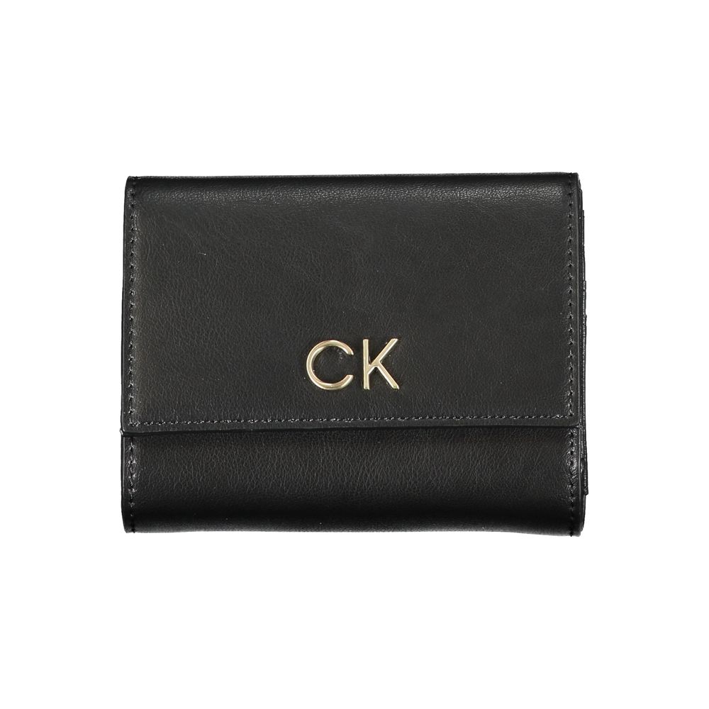 Wallet by Calvin Klein for women in polyester black showcases a refined silhouette, artfully detailed with the signature style of the Polyester Wallet and functional rfid-protection coin-purse.