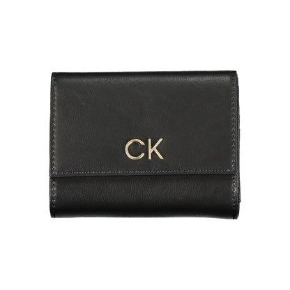 Wallet by Calvin Klein for women in polyester black showcases a refined silhouette, artfully detailed with the signature style of the Polyester Wallet and functional rfid-protection coin-purse.