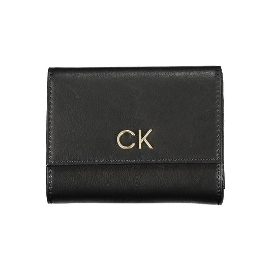 Wallet by Calvin Klein for women in polyester black showcases a refined silhouette, artfully detailed with the signature style of the Polyester Wallet and functional rfid-protection coin-purse.