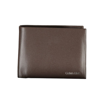 Cardholder Wallet by Calvin Klein for men in leather brown, signature-print & print showcases a refined silhouette, artfully detailed with the signature style of the Leather Cardholder Wallet and functional card-organization compact-design rfid-protection coin-purse.