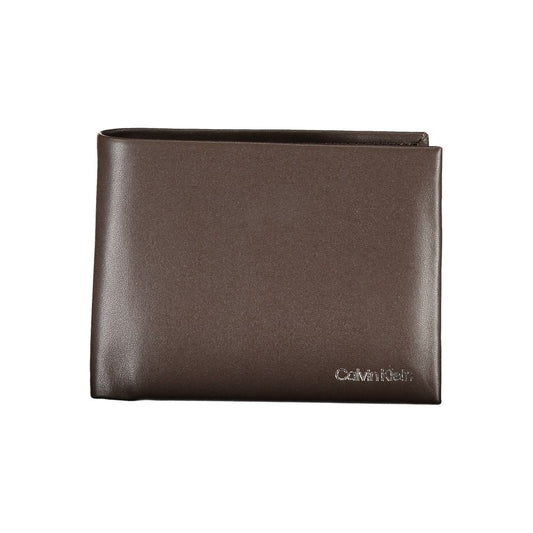 Cardholder Wallet by Calvin Klein for men in leather brown, signature-print & print showcases a refined silhouette, artfully detailed with the signature style of the Leather Cardholder Wallet and functional card-organization compact-design rfid-protection coin-purse.