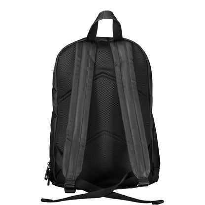 Backpack by Calvin Klein for men in polyester black features a refined silhouette, showcasing the Polyester Backpack design with a secure zipper, ample external-pockets, internal-pockets & laptop-compartment, and versatile backpack-strap, adjustable-strap & handle.