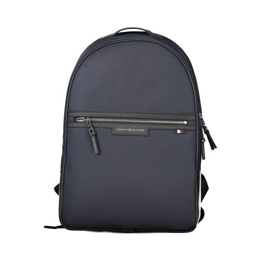 Backpack by Tommy Hilfiger for men in polyester blue & signature presents a stately Polyester Backpack design, showcasing a secure zipper with ample external-pockets & laptop-compartment and versatile backpack-strap, adjustable-strap & handle for a stately finish.