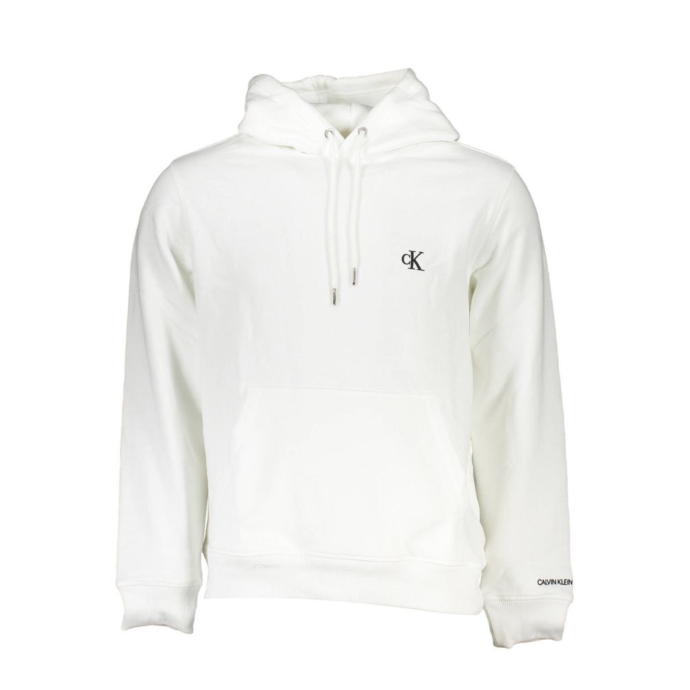 Hooded Sweatshirt Hoodie by Calvin Klein for men in cotton white features a authentic silhouette, showcasing a sophisticated hooded neckline and authentic long-sleeve detail for a refined finish.