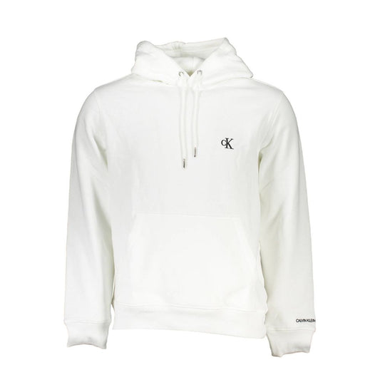 Hooded Sweatshirt Hoodie by Calvin Klein for men in cotton white features a authentic silhouette, showcasing a sophisticated hooded neckline and authentic long-sleeve detail for a refined finish.