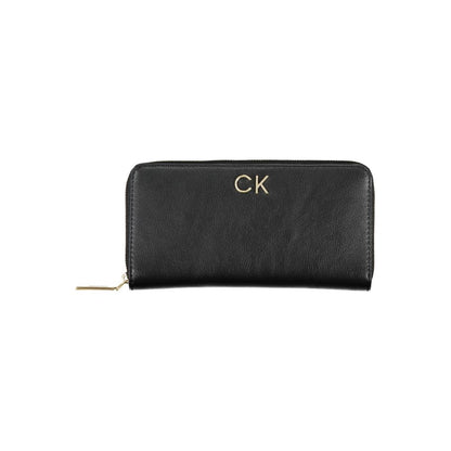 Wallet by Calvin Klein for women in polyester black showcases a refined silhouette, artfully capturing the essence of the refined Polyester Wallet design with functional rfid-protection coin-purse.