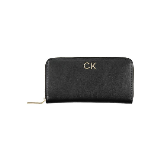 Wallet by Calvin Klein for women in polyester black showcases a refined silhouette, artfully capturing the essence of the refined Polyester Wallet design with functional rfid-protection coin-purse.