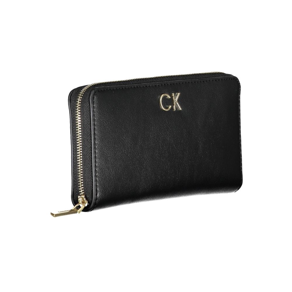 Wallet by Calvin Klein for women in polyester black showcases a refined silhouette, artfully detailed with the signature style of the Polyester Wallet and functional rfid-protection coin-purse.