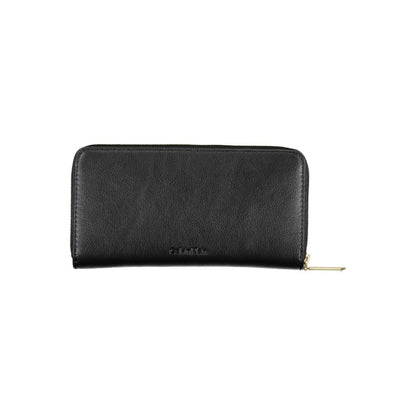Wallet by Calvin Klein for women in polyester black showcases a discerning silhouette, artfully capturing the essence of Polyester Wallet with its functional rfid-protection coin-purse.