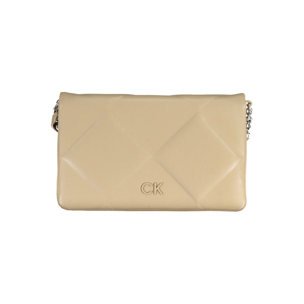 Crossbody Convertible Handbag by Calvin Klein for women in polyester faux leather beige & signature features a exquisite silhouette with a secure clip, ample built-in-compartments & internal-pockets, and versatile crossbody-strap & adjustable-strap for a exquisite look.