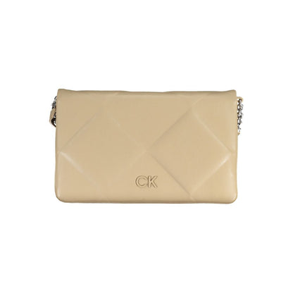 Crossbody Convertible Handbag by Calvin Klein for women in polyester faux leather beige & signature features a exquisite silhouette with a secure clip, ample built-in-compartments & internal-pockets, and versatile crossbody-strap & adjustable-strap for a exquisite look.