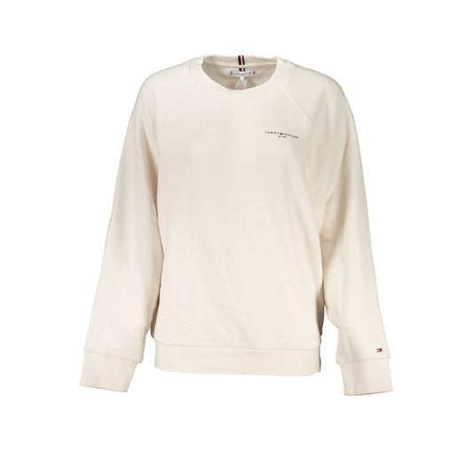 Sweatshirt by Tommy Hilfiger for women in organic cotton beige & print presents a smart casual silhouette, featuring a smart casual crew neckline and for a sophisticated look.