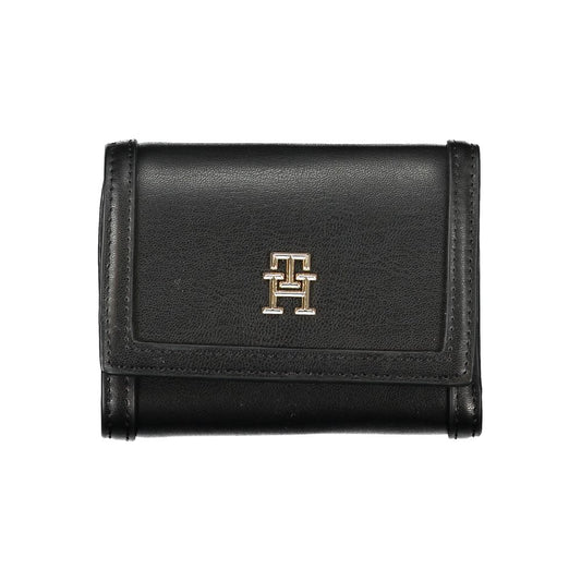 Wallet by Tommy Hilfiger for women in polyethylene black showcases a refined silhouette, artfully detailed with the signature style of the Polyethylene Wallet and functional coin-purse.