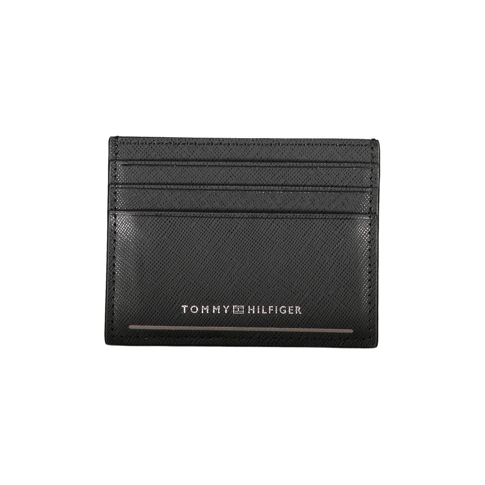 Cardholder Wallet by Tommy Hilfiger for men in leather black presents a refined silhouette, artfully capturing the essence of the Leather Cardholder Wallet design with sophisticated card-organization for a refined look.