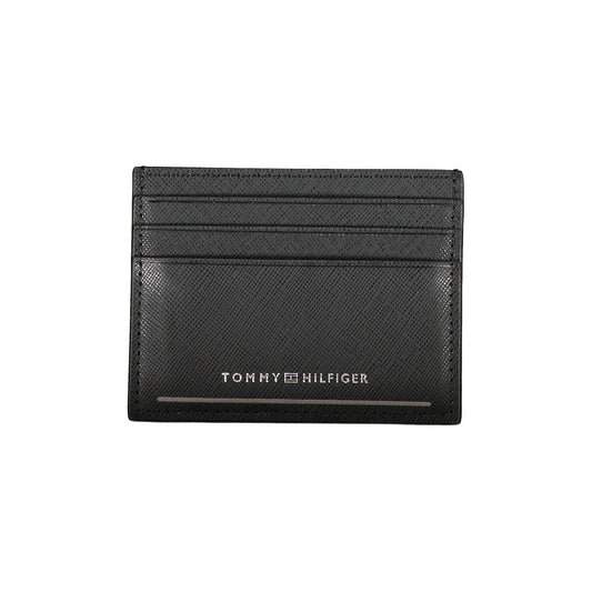 Cardholder Wallet by Tommy Hilfiger for men in leather black presents a refined silhouette, artfully capturing the essence of the Leather Cardholder Wallet design with sophisticated card-organization for a refined look.