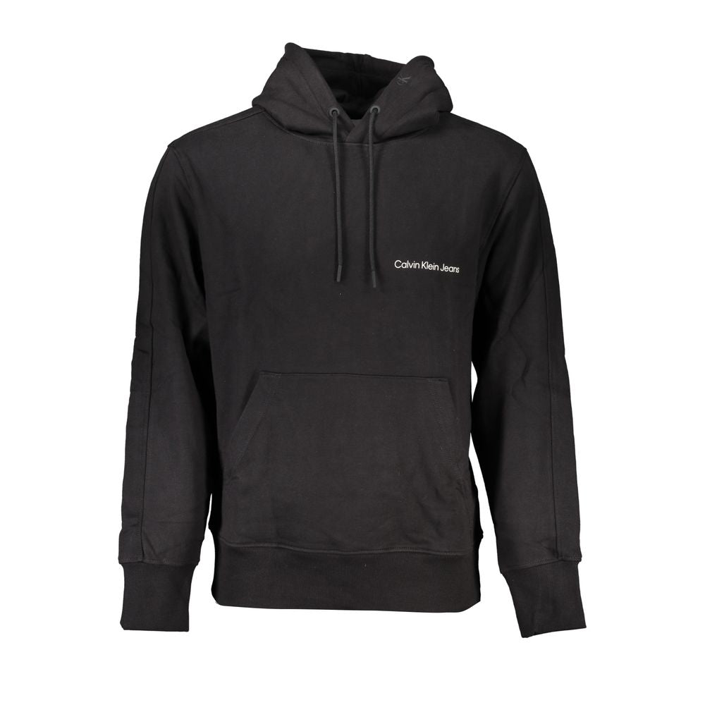 Hooded Sweatshirt Hoodie by Calvin Klein for men in cotton black & print features an dramatic silhouette, showcasing a sophisticated hooded neckline and dramatic for a refined, modern aesthetic.
