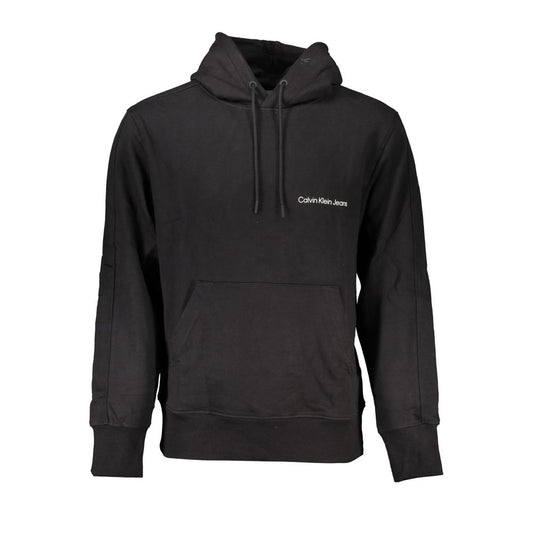 Hooded Sweatshirt Hoodie by Calvin Klein for men in cotton black & print features an dramatic silhouette, showcasing a sophisticated hooded neckline and dramatic for a refined, modern aesthetic.