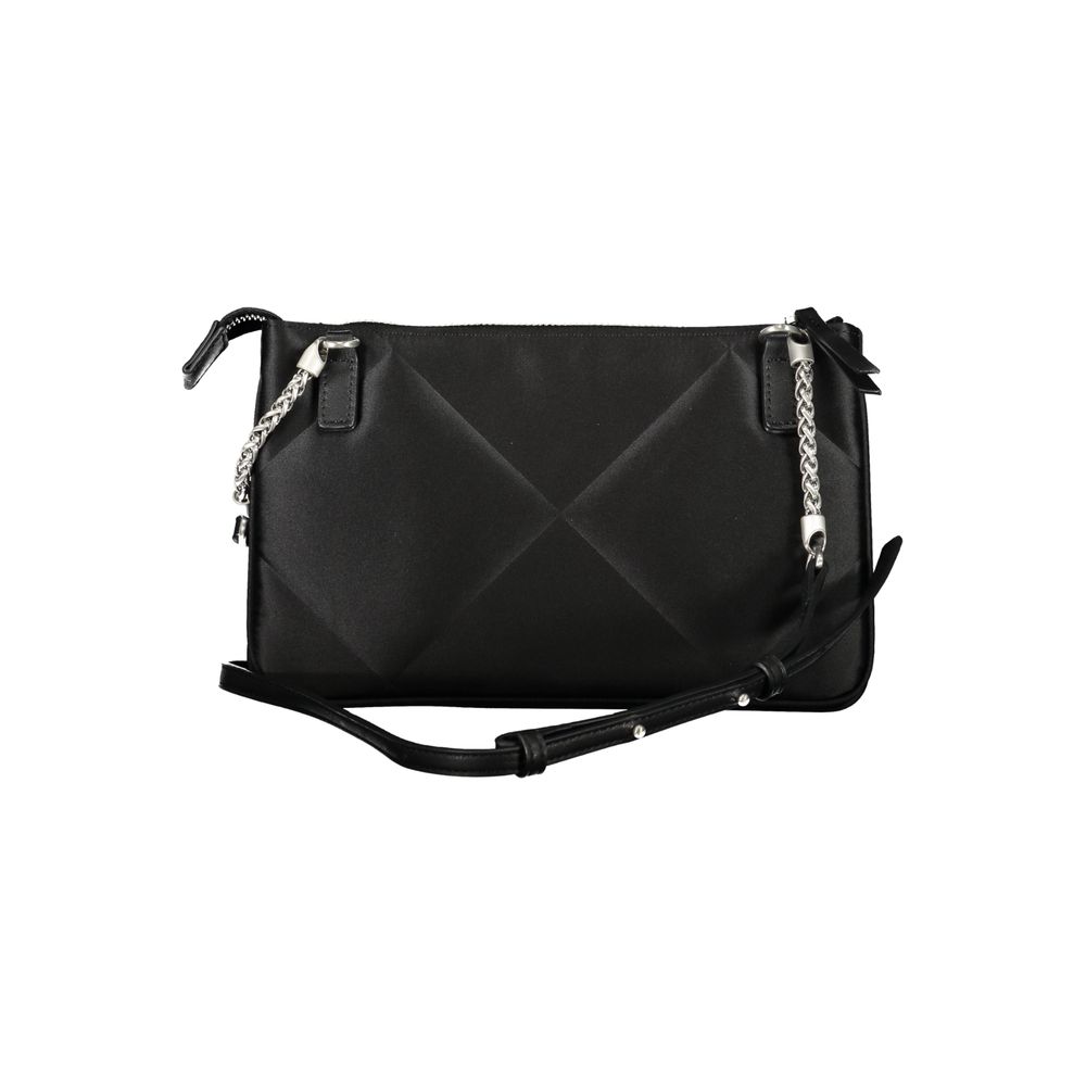 Quilted Shoulder Handbag by Calvin Klein for women in polyester black features a ornamental silhouette, showcasing a secure zipper, ample built-in-compartments & cardholder, and ornamental shoulder-strap & adjustable-strap for a sophisticated look.
