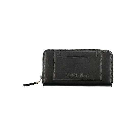 Wallet by Calvin Klein for women in polyester black showcases a refined silhouette, artfully detailed with the signature style of the Polyester Wallet and functional coin-purse.
