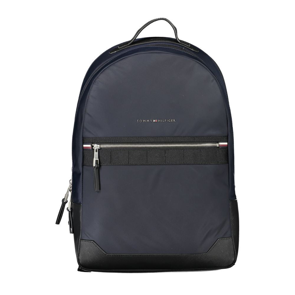 Backpack by Tommy Hilfiger for men in polyester blue presents a stately Polyester Backpack design, showcasing a secure zipper with ample external-pockets & laptop-compartment and versatile backpack-strap, adjustable-strap & handle for a stately finish.