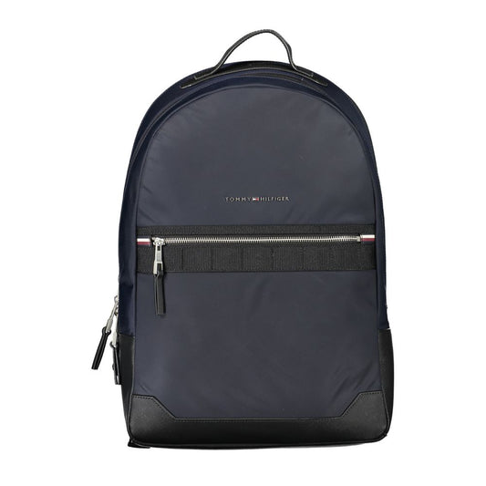Backpack by Tommy Hilfiger for men in polyester blue presents a stately Polyester Backpack design, showcasing a secure zipper with ample external-pockets & laptop-compartment and versatile backpack-strap, adjustable-strap & handle for a stately finish.