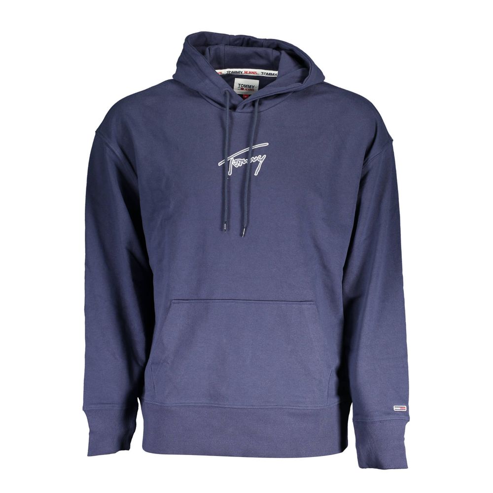 Hooded Sweatshirt Hoodie by Tommy Hilfiger for men in cotton blue features an avant-garde silhouette, showcasing a sophisticated hooded neckline and detail for a truly avant-garde finish.