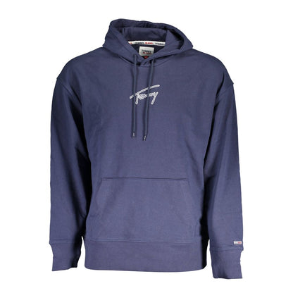 Hooded Sweatshirt Hoodie by Tommy Hilfiger for men in cotton blue features an avant-garde silhouette, showcasing a sophisticated hooded neckline and detail for a truly avant-garde finish.