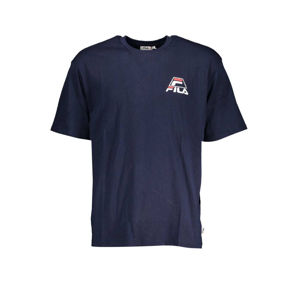 T-Shirt by Fila for men in cotton blue & print showcases a chic silhouette, artfully detailed with a chic crew neckline and short-sleeve for a chic finish.