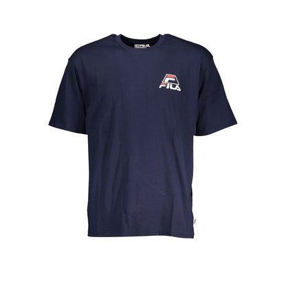 T-Shirt by Fila for men in cotton blue & print showcases a chic silhouette, artfully detailed with a chic crew neckline and short-sleeve for a chic finish.