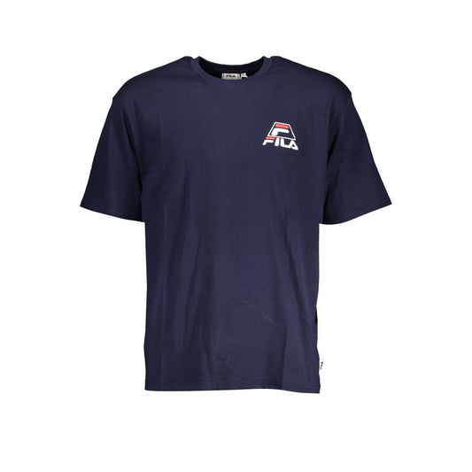 T-Shirt by Fila for men in cotton blue & print showcases a chic silhouette, artfully detailed with a chic crew neckline and short-sleeve for a chic finish.