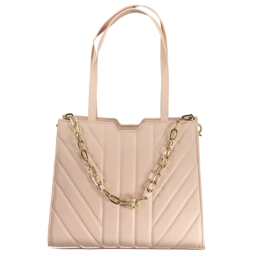 Shoulder Handbag by Mario Valentino for women in polyethylene pink features a ornamental silhouette, showcasing a secure zipper, ample built-in-compartments & internal-pockets, and ornamental shoulder-strap & handle for a sophisticated look.