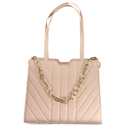 Shoulder Handbag by Mario Valentino for women in polyethylene pink features a ornamental silhouette, showcasing a secure zipper, ample built-in-compartments & internal-pockets, and ornamental shoulder-strap & handle for a sophisticated look.