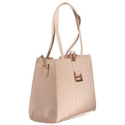 Shoulder Handbag by Mario Valentino for women in polyethylene pink features a signature silhouette, showcasing a secure zipper and signature built-in-compartments & internal-pockets with versatile shoulder-strap & handle for a sophisticated look.