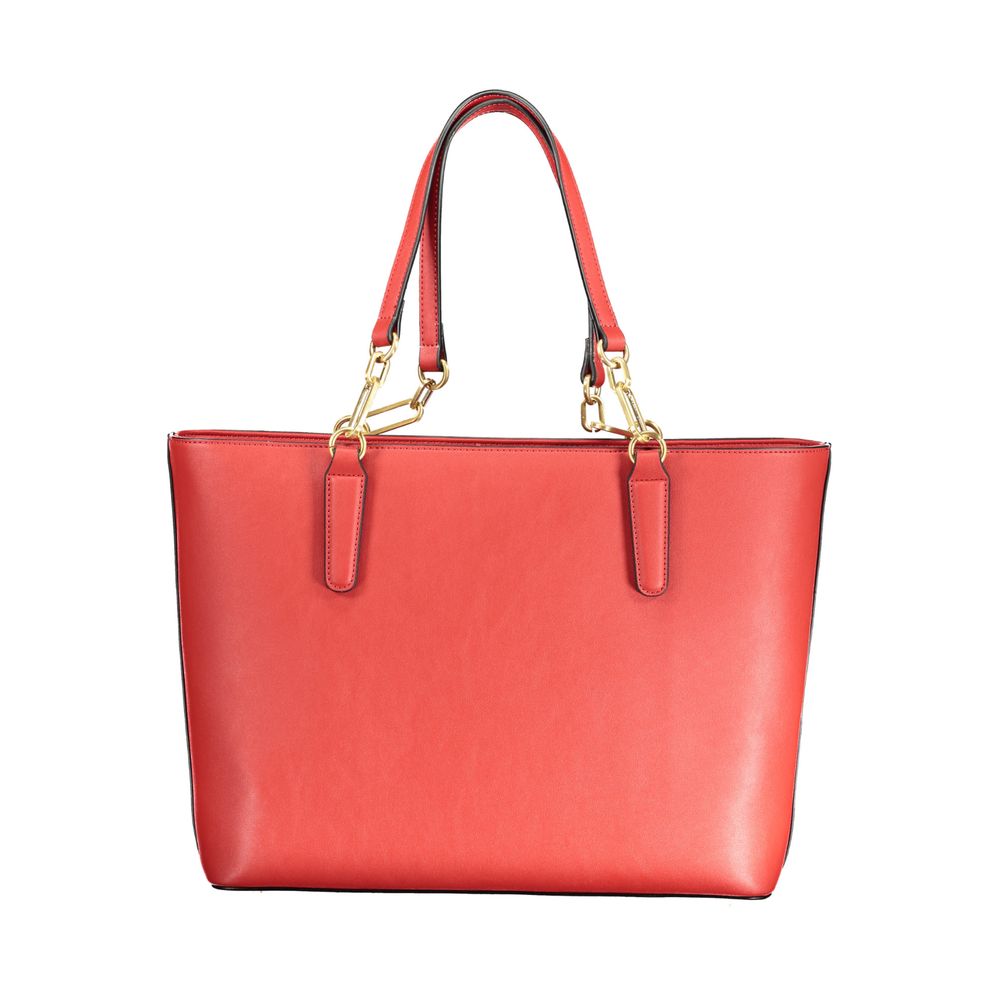 Evening Handbag by Mario Valentino for women in polyethylene red features an refined silhouette, showcasing a secure zipper, ample internal-pockets, and versatile shoulder-strap, adjustable-strap & handle for a sophisticated refined aesthetic.